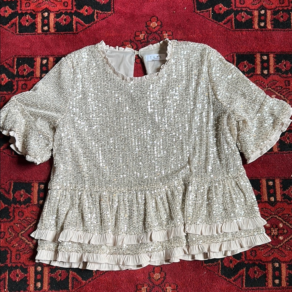 THML Anthropologie sparkle ruffle top